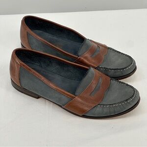 Mens Bally Teal Green Brown Loafers Size 9 Vintage 90's Classic‎ Preppy Academia